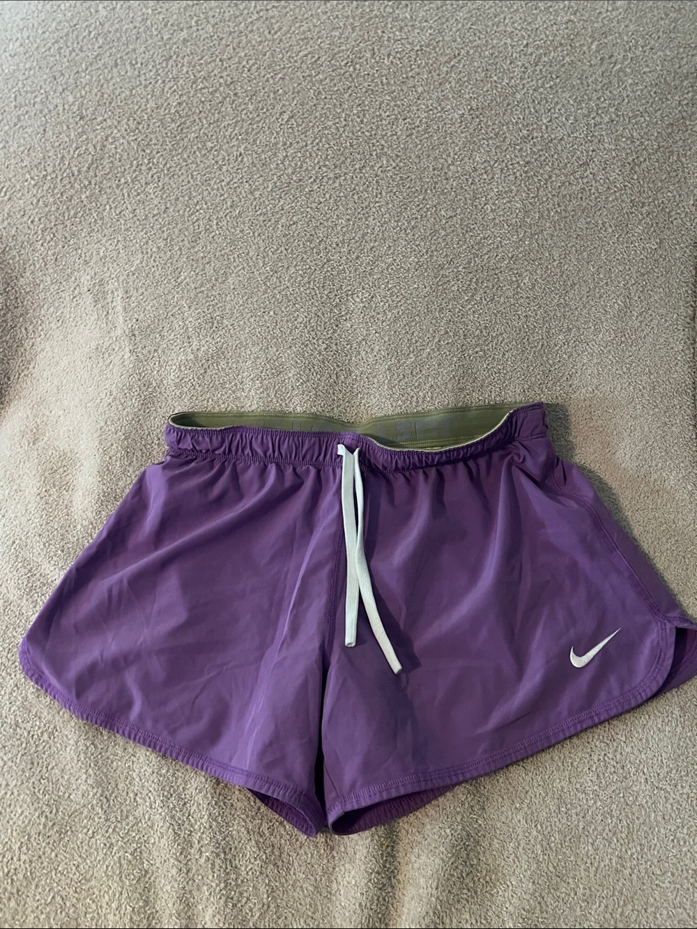 Nike Women's Purple Running Shorts with White Drawstring